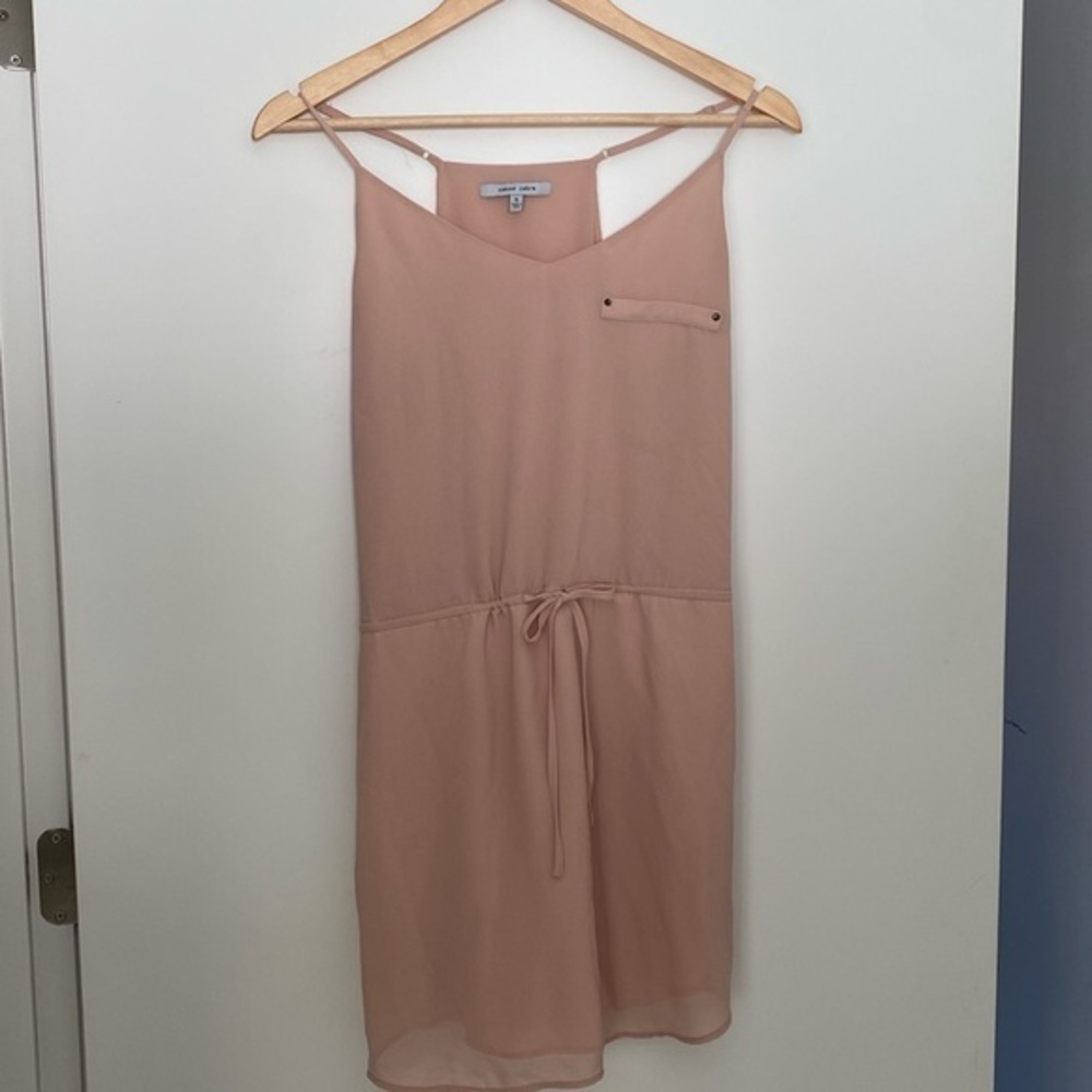 Naked Zebra Blush Pink V-neck Dress with waist-tie